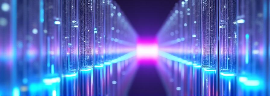 Visualization of data flowing through digital pipes with neon highlights